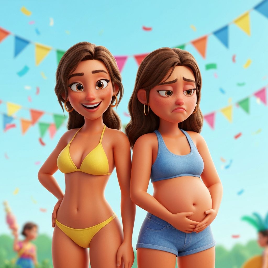 Duas amigas se preparando para o Carnaval